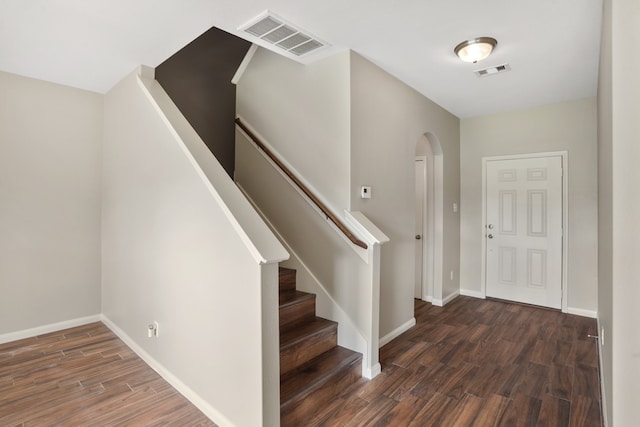 entrance foyer with dark wood-type flooring