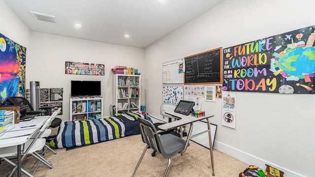 view of carpeted office space