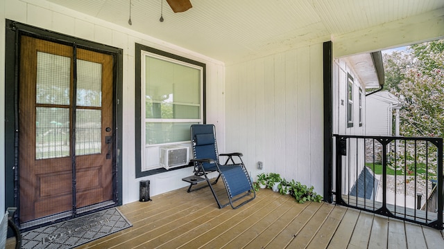 wooden deck with cooling unit