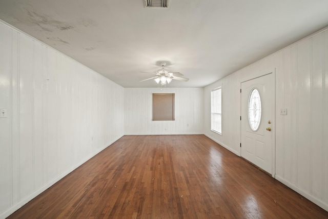 1826 E Ave, Katy, TX 77493 - foyer featuring wood-type flooring, a ceiling fan, and baseboards