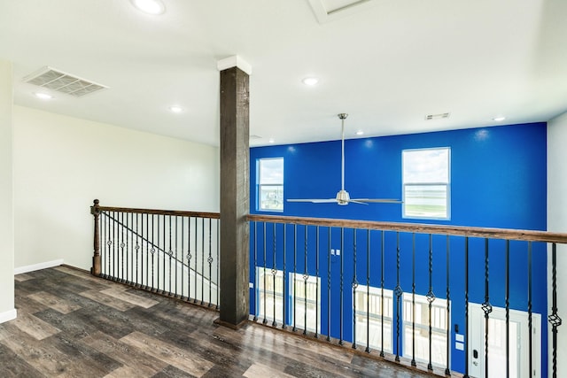 interior space with dark wood-type flooring