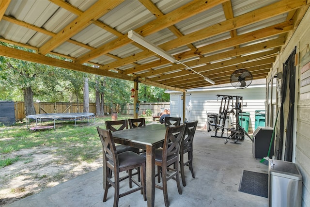 view of patio / terrace with a trampoline