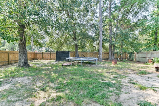 view of yard with a trampoline