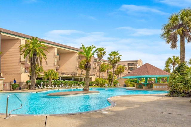 view of pool with a gazebo