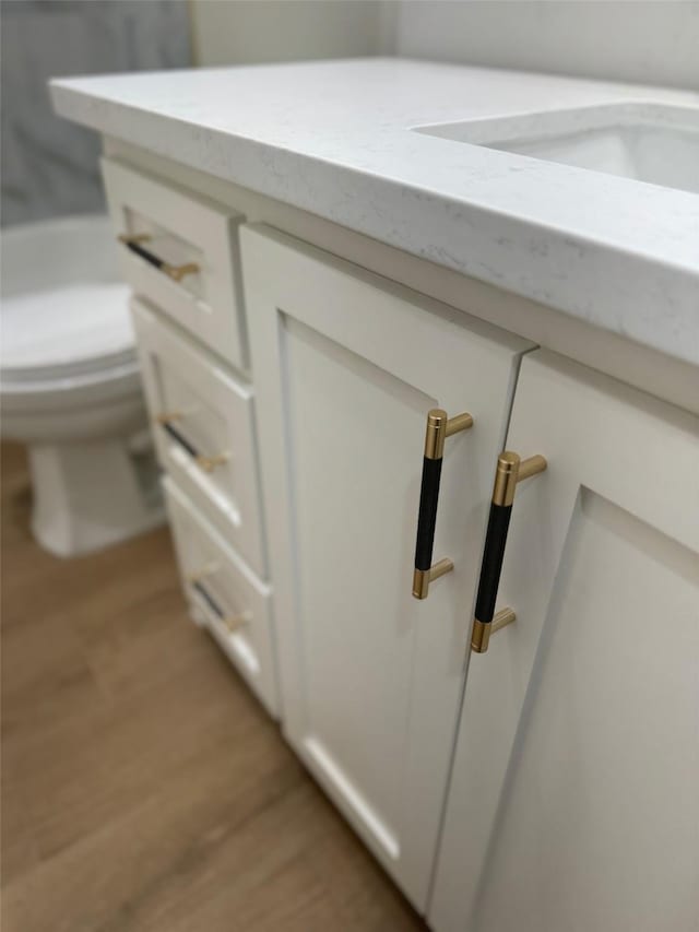 room details with wood-type flooring and toilet