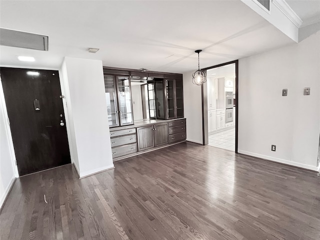 interior space with dark wood-type flooring