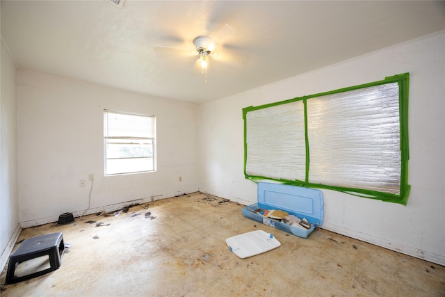 spare room with ceiling fan