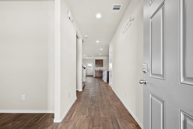 hall featuring dark hardwood / wood-style flooring