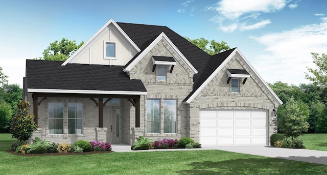 view of front of home with a garage and a front yard