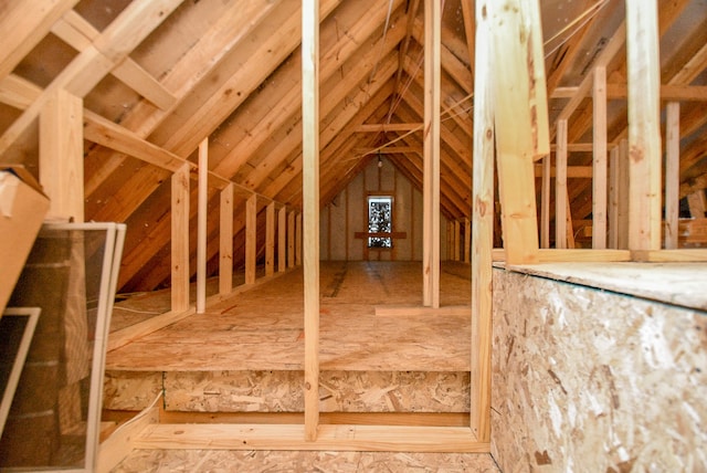 view of unfinished attic