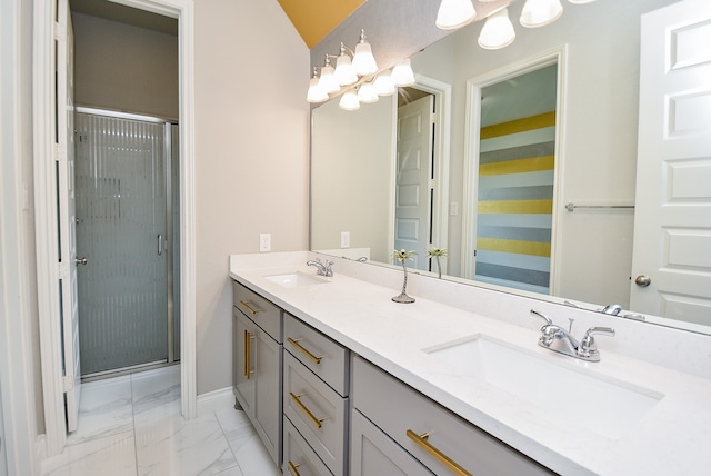 bathroom featuring double sink vanity and tile patterned floors