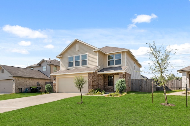 view of front facade featuring a garage and a front yard