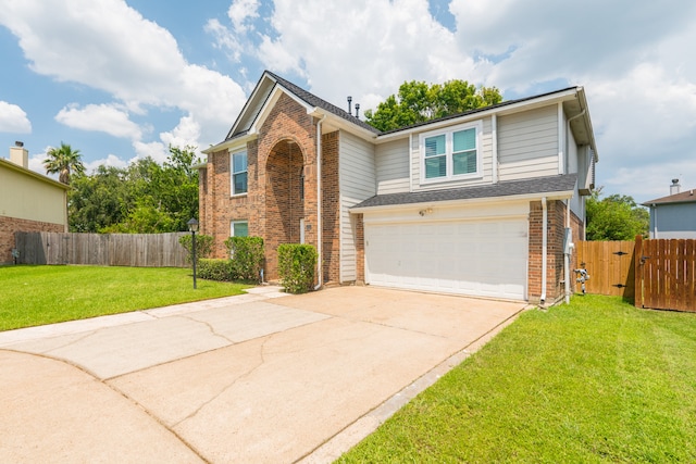 view of front property featuring a front yard and a garage