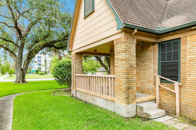 exterior space with a yard