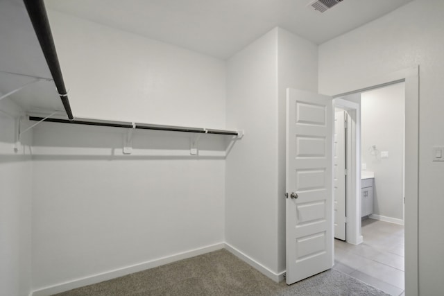 spacious closet with carpet