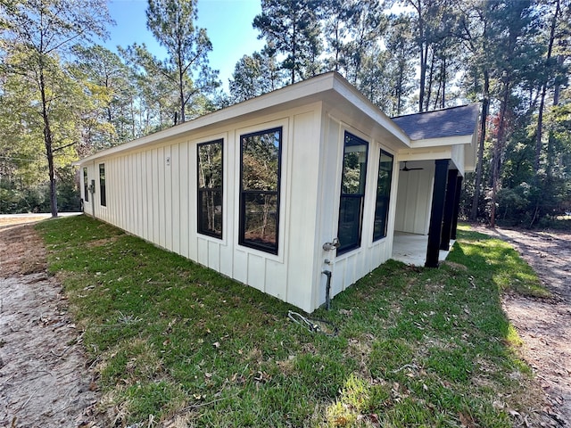 view of home's exterior featuring a lawn