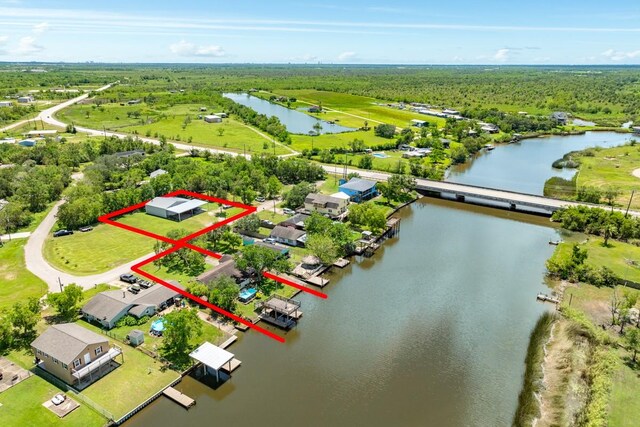 131 Bastrop Bayou Dr, Angleton, TX 77515 - bird's eye view featuring a water view and a forest view