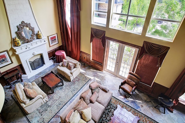 sitting room with french doors