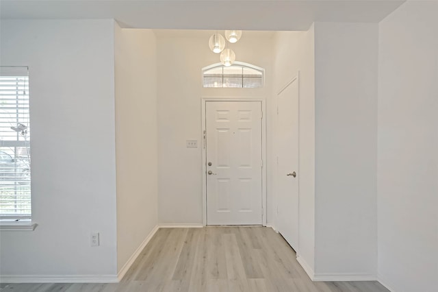 foyer with light hardwood / wood-style flooring and a healthy amount of sunlight