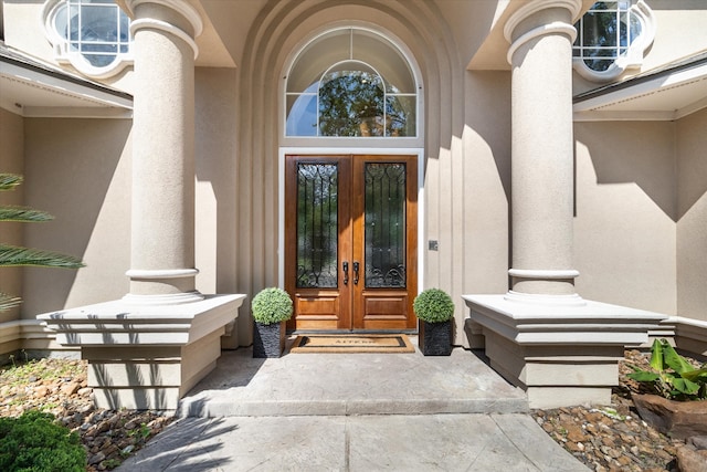 doorway to property with french doors