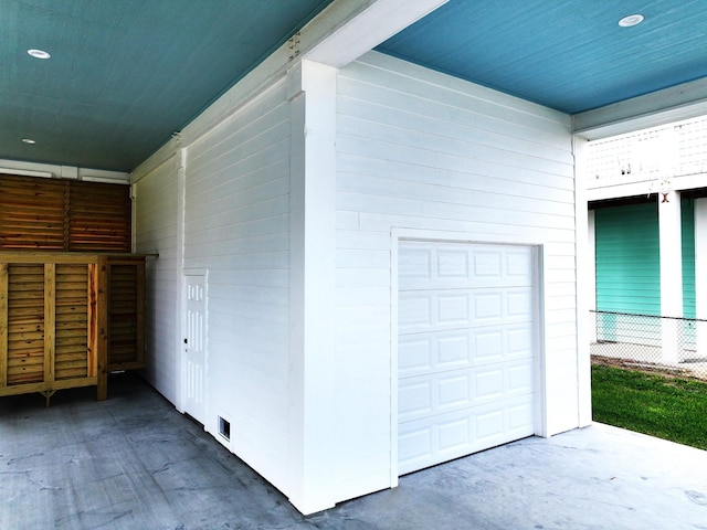 view of garage