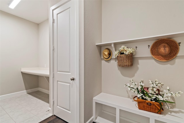 mudroom with tile patterned flooring