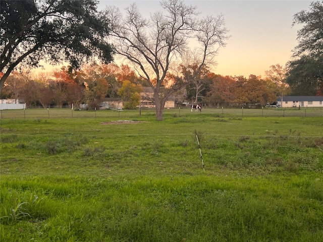 yard at dusk with a rural view