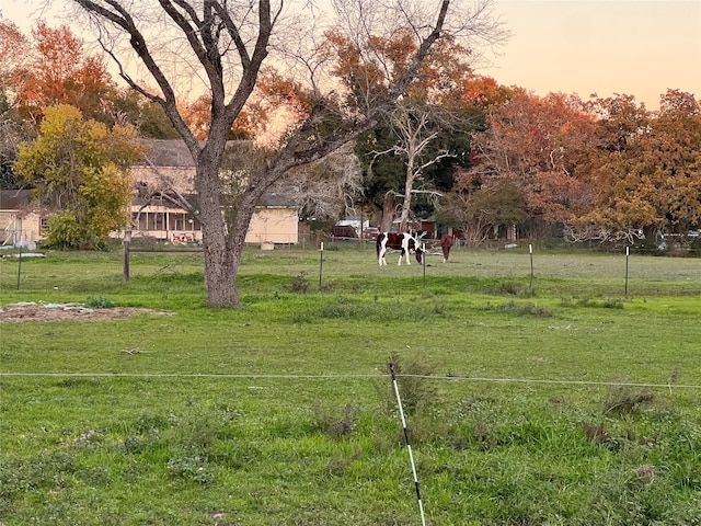 view of yard at dusk