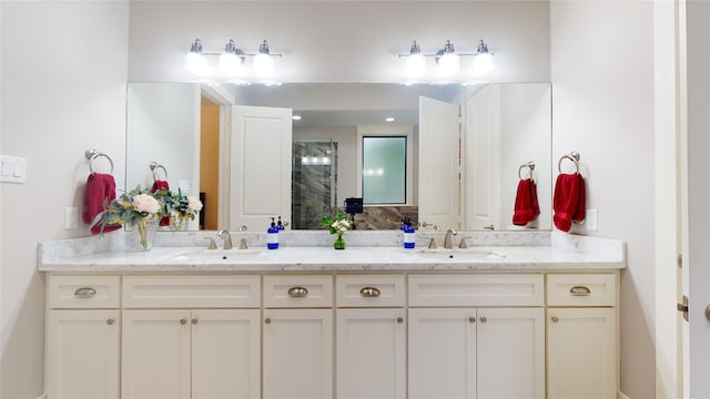 bathroom featuring dual bowl vanity