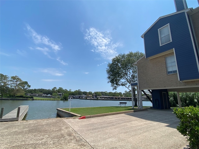 exterior space featuring a water view