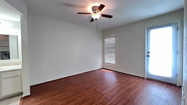 interior space featuring ceiling fan and light hardwood / wood-style flooring