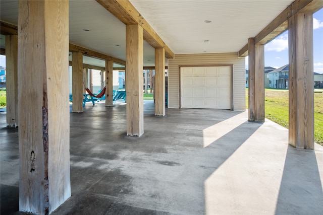 exterior space featuring a garage