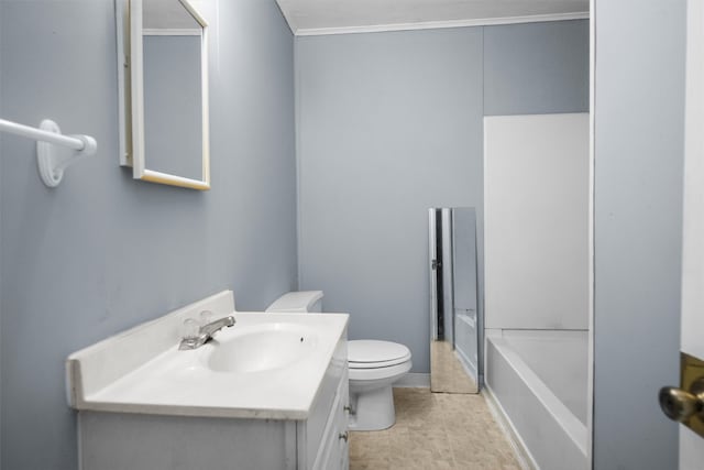 full bathroom featuring vanity,  shower combination, toilet, and tile patterned flooring