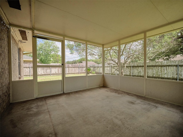 view of unfurnished sunroom