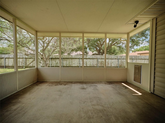 view of unfurnished sunroom