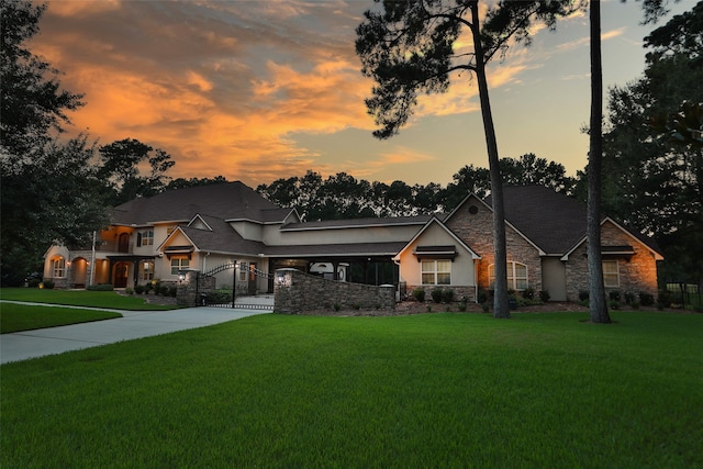 craftsman house with a yard