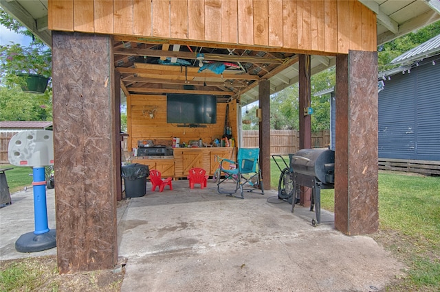 view of patio with area for grilling