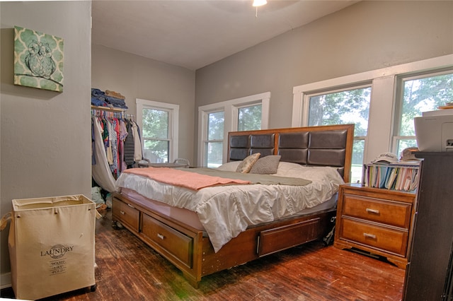 bedroom featuring dark hardwood / wood-style flooring