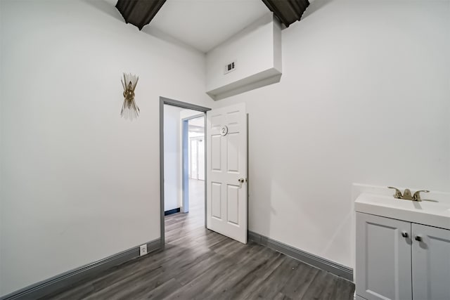 interior space featuring hardwood / wood-style floors and vanity