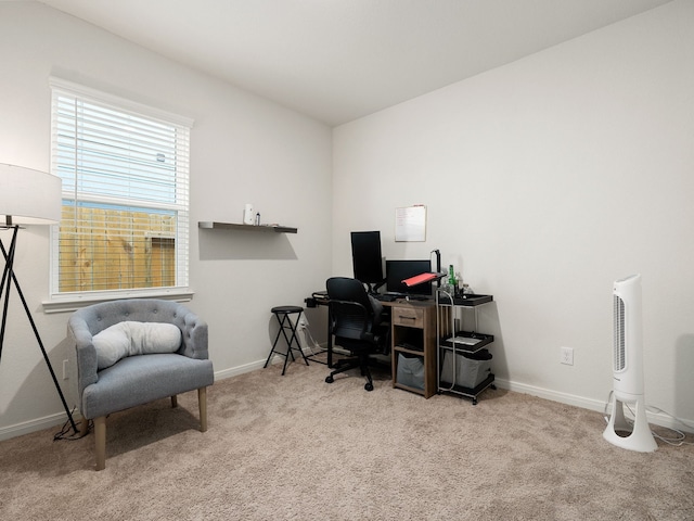 view of carpeted home office