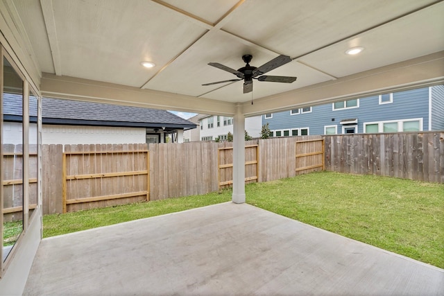 view of patio / terrace featuring ceiling fan