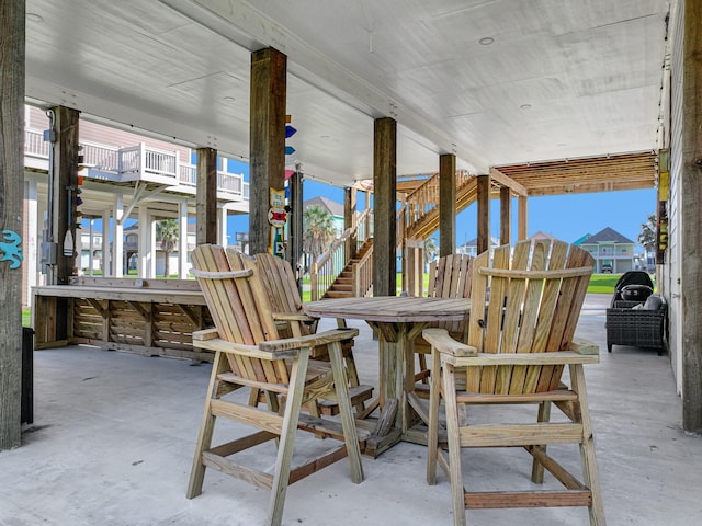 view of patio with outdoor dry bar