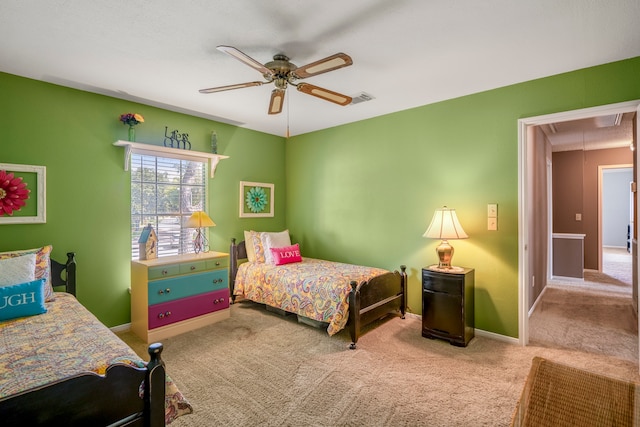 bedroom with carpet and ceiling fan