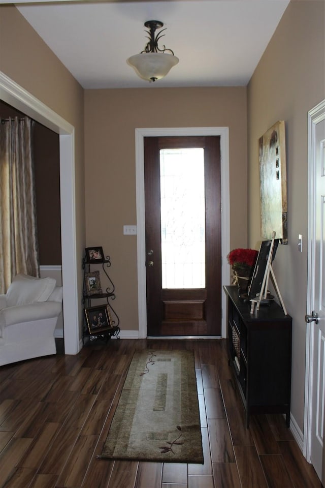 foyer entrance with dark wood-type flooring