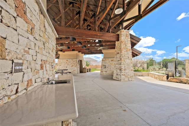 view of patio / terrace featuring sink