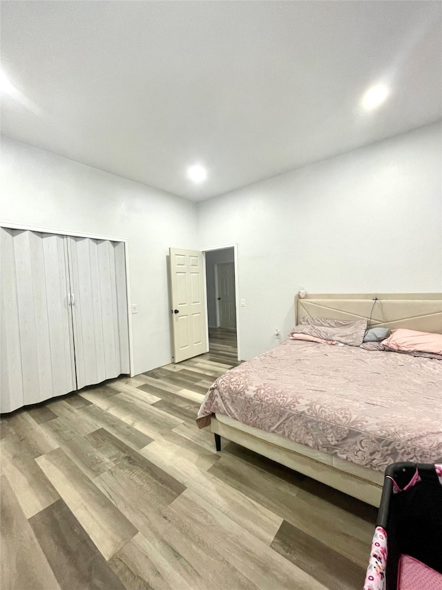 bedroom featuring light hardwood / wood-style floors