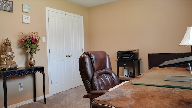 office space with light colored carpet