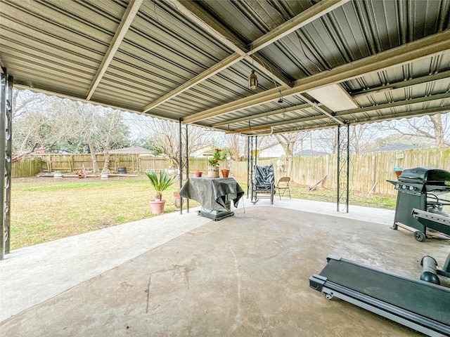 view of patio / terrace featuring area for grilling and a fenced backyard