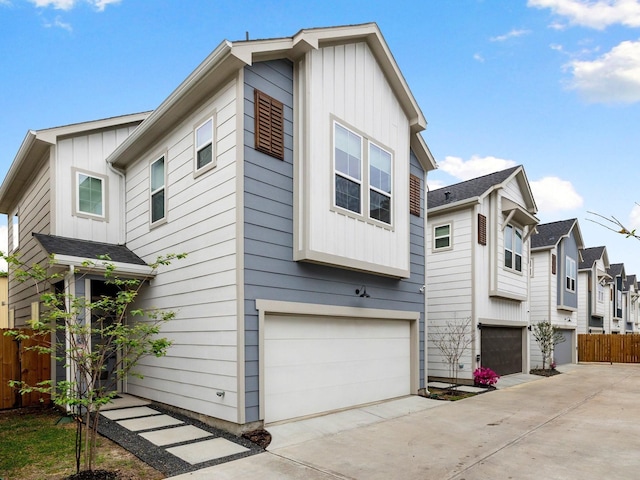 exterior space with a garage