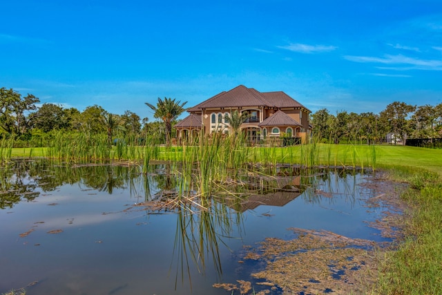 water view featuring a gazebo